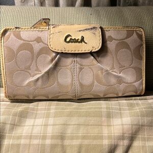 Coach Beige and Tan Wallet